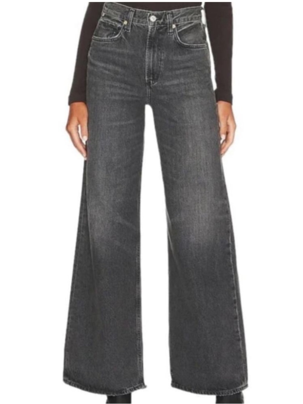 Citizens of Humanity Paloma Wide Leg Jean Raine Wash Black Women Size 25